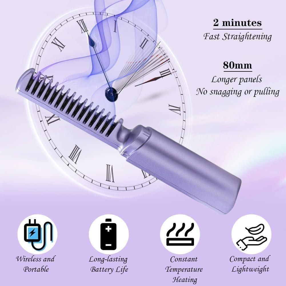 StyleGlide™ Cordless Hair Straightening Comb – Instant Smooth & Frizz-Free Styling