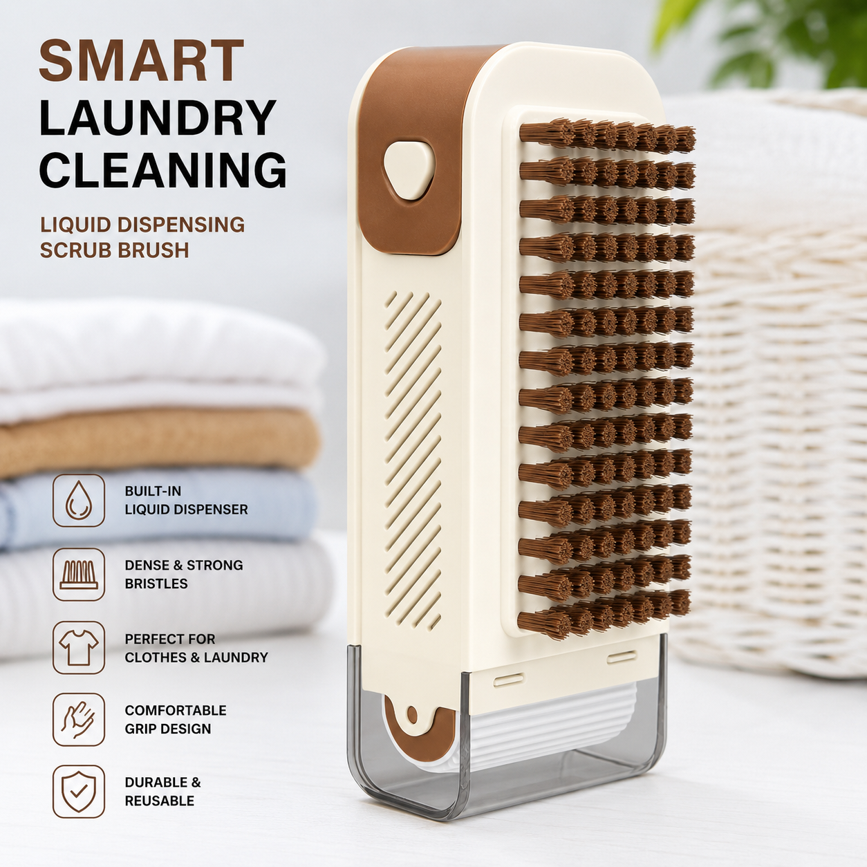 WashMate™ Smart Liquid-Dispensing Laundry Brush