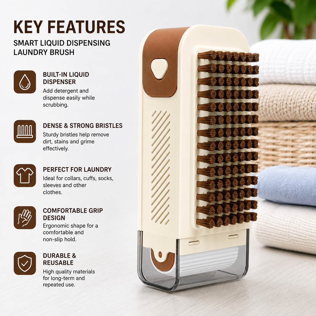 WashMate™ Smart Liquid-Dispensing Laundry Brush