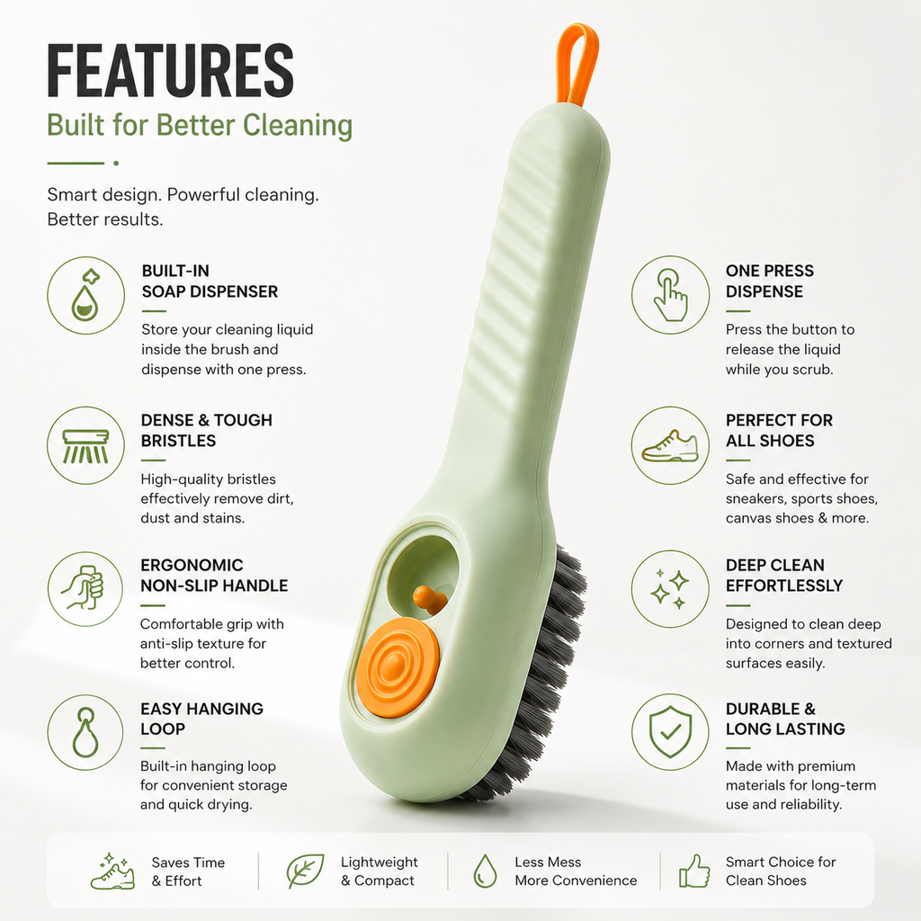 ShoeShine™ Smart Liquid-Dispensing Shoe Cleaning Brush