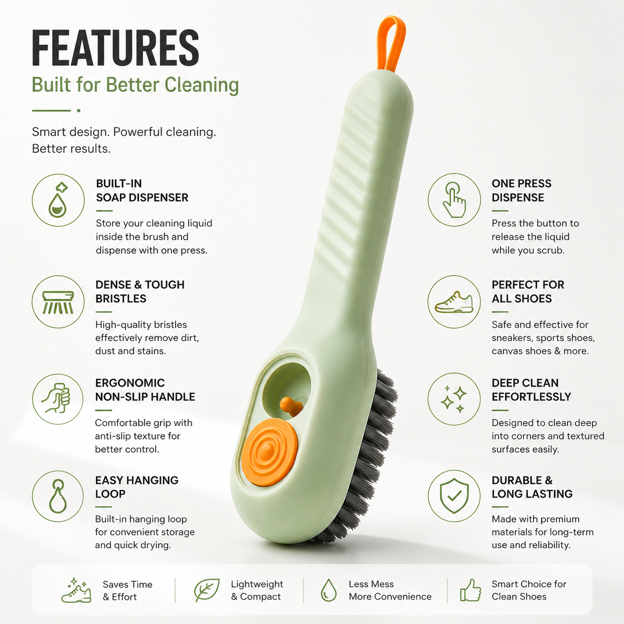 ShoeShine™ Smart Liquid-Dispensing Shoe Cleaning Brush