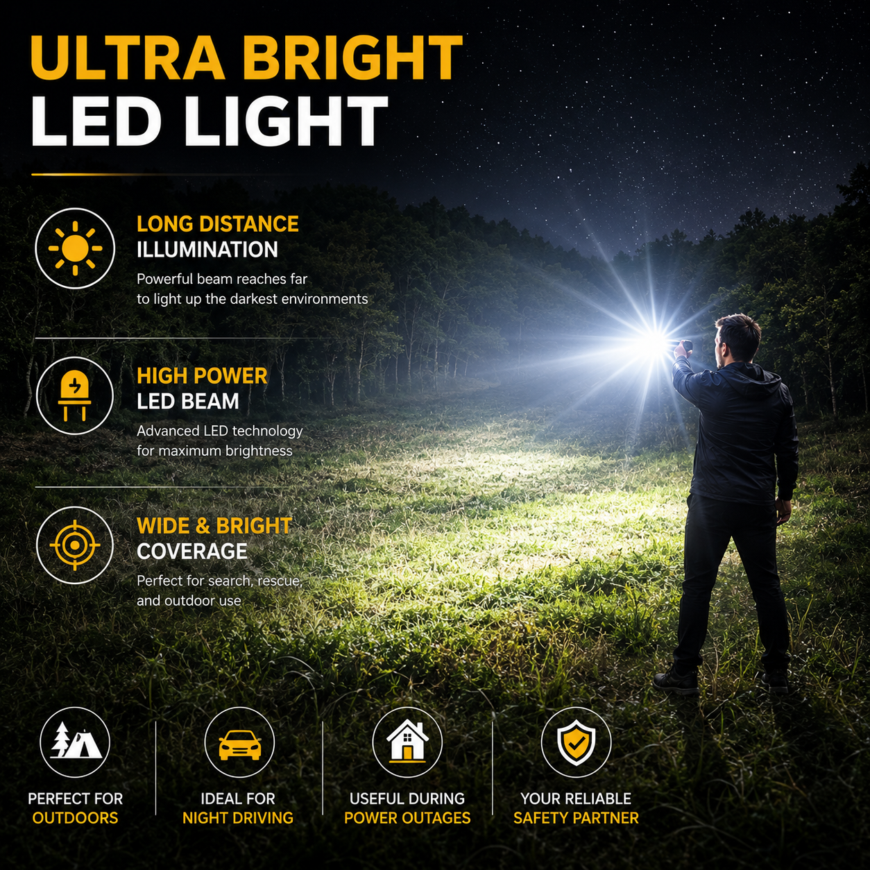 8 in 1 Portable Rechargeable Torch LED Flashlight