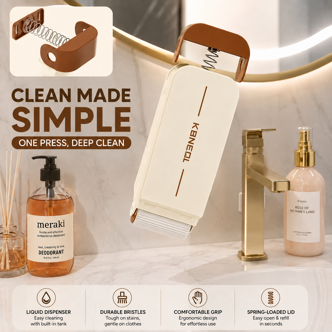 WashMate™ Smart Liquid-Dispensing Laundry Brush