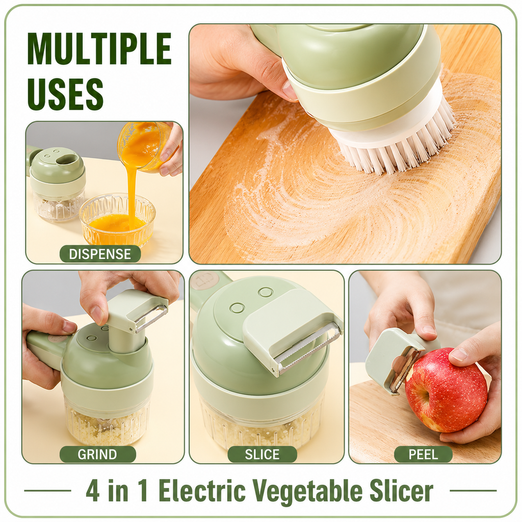 QuickSlice Pro™ 4-in-1 Wireless Electric Vegetable & Garlic Chopper