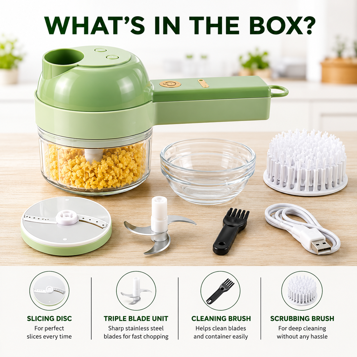 QuickSlice Pro™ 4-in-1 Wireless Electric Vegetable & Garlic Chopper