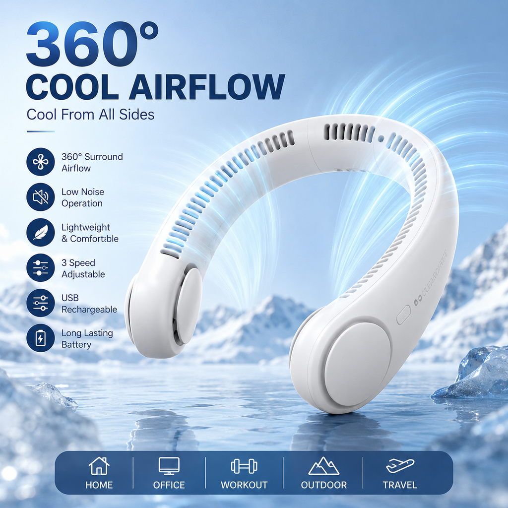UltraCool Pro™ Portable Bladeless Rechargeable Neck Fan