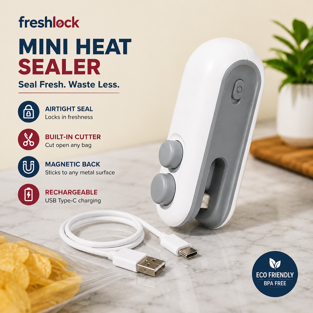 FreshLock™ 2-in-1 USB Rechargeable Mini Bag Sealer & Precision Cutter