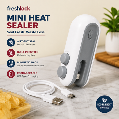 FreshLock™ 2-in-1 USB Rechargeable Mini Bag Sealer & Precision Cutter