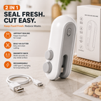 FreshLock™ 2-in-1 USB Rechargeable Mini Bag Sealer & Precision Cutter