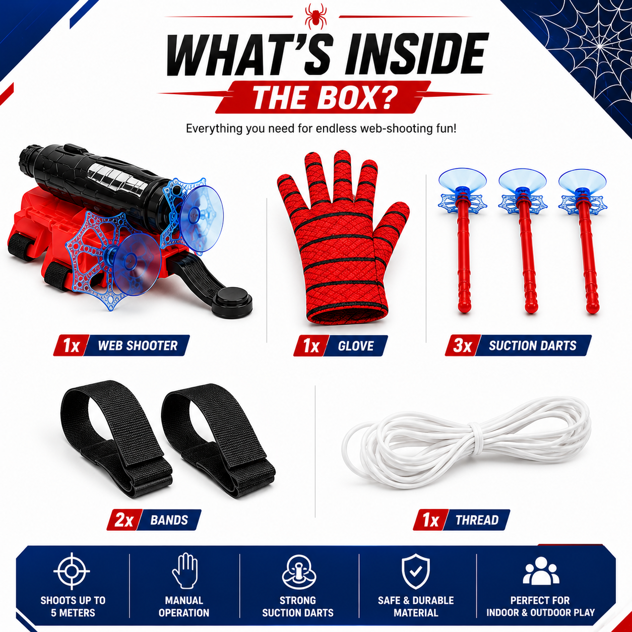 SpiderStrike™ Hero Web Shooter Glove Set | Suction Dart Launcher Toy for Kids