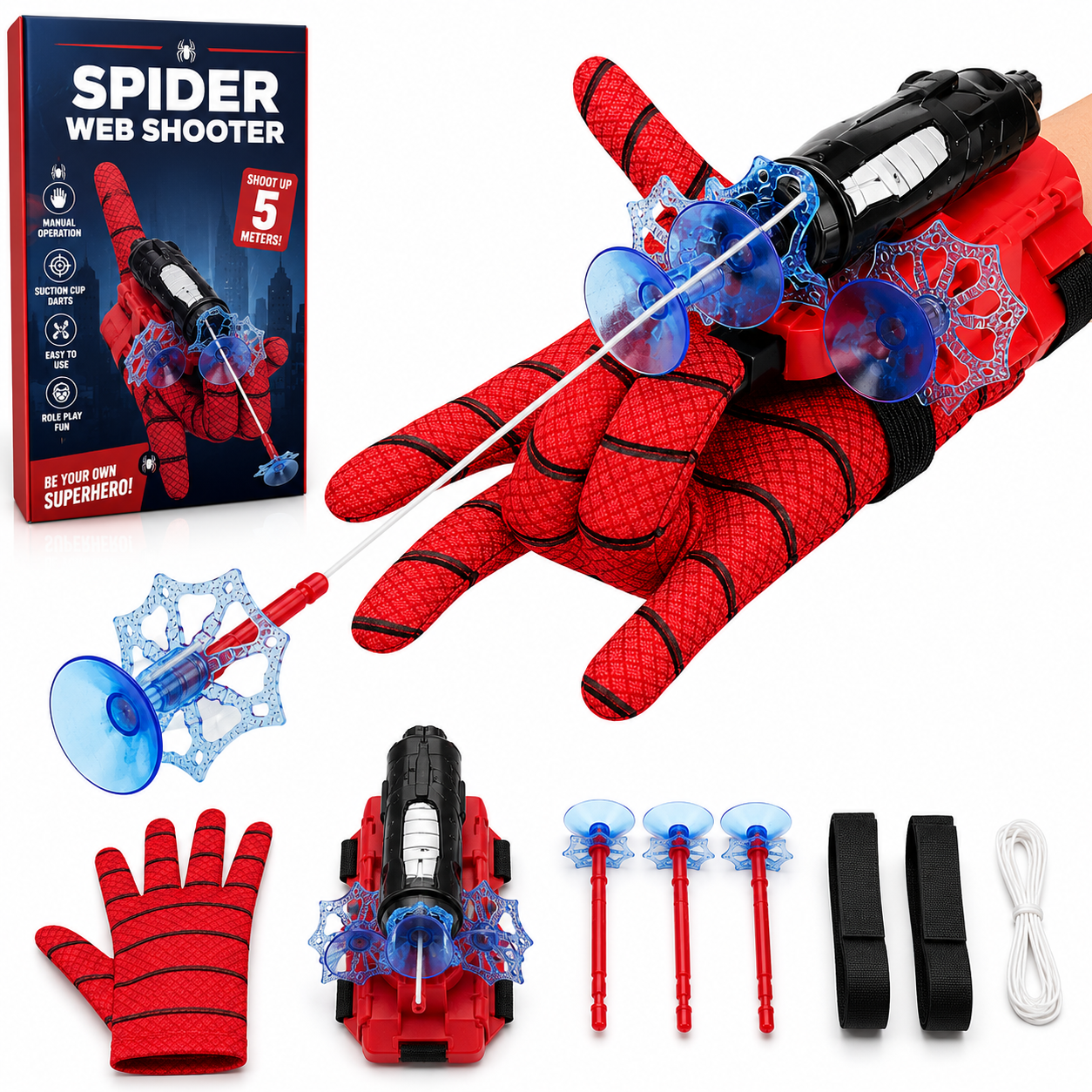 SpiderStrike™ Hero Web Shooter Glove Set | Suction Dart Launcher Toy for Kids