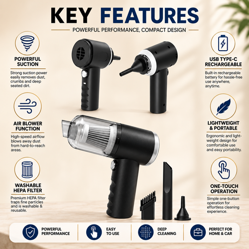 2-in-1 Cordless Mini Vacuum Cleaner & Air Duster