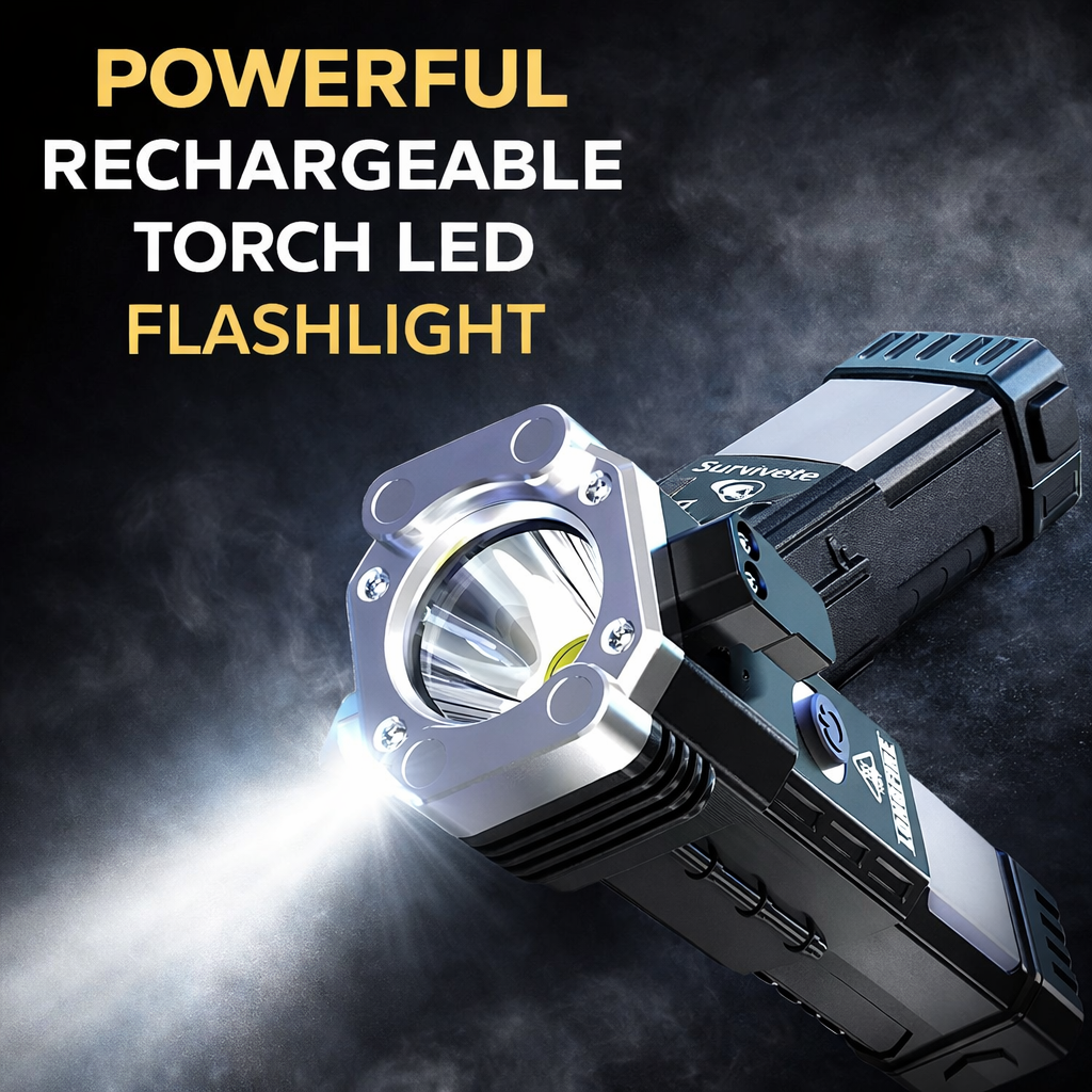 8 in 1 Portable Rechargeable Torch LED Flashlight