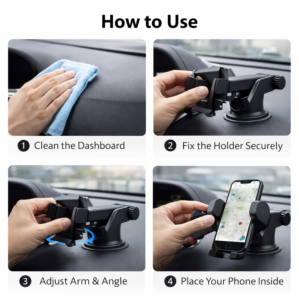 DriveGrip Pro 360° Adjustable Car Dashboard Mobile Holder