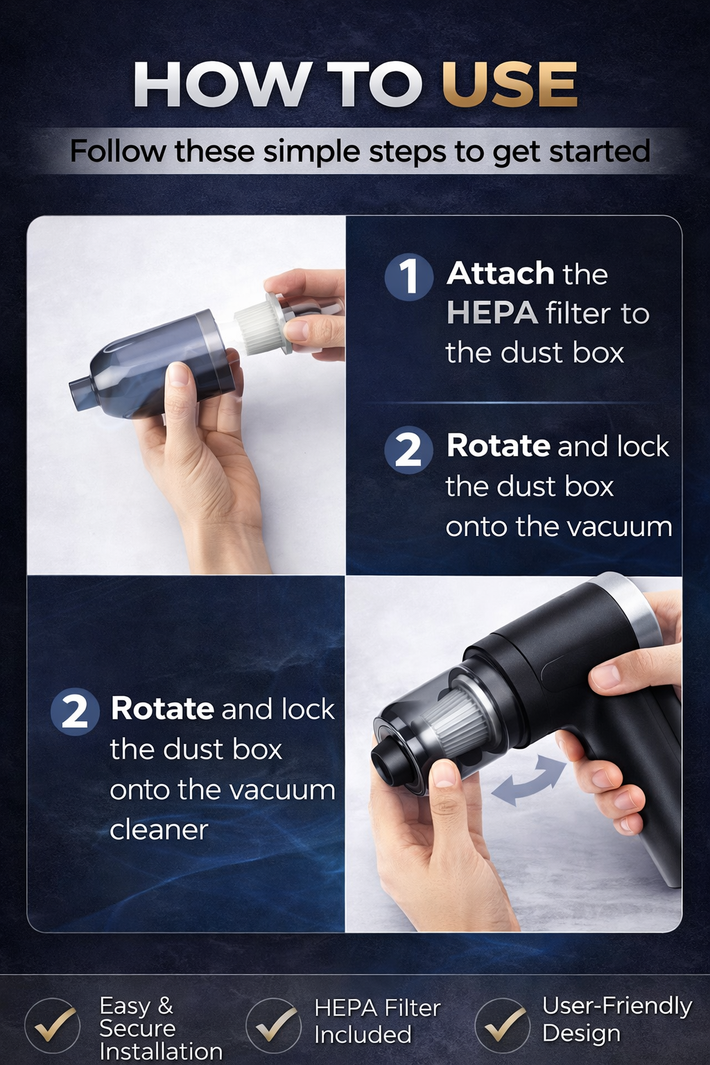 UltraPower Portable Vacuum & Wireless Air Duster – 2-in-1 High Suction Mini Cleaner for Car, Laptop & Home