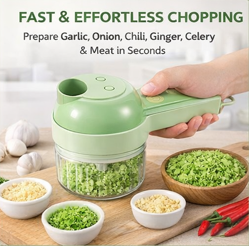 QuickSlice Pro™ 4-in-1 Wireless Electric Vegetable & Garlic Chopper