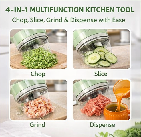 QuickSlice Pro™ 4-in-1 Wireless Electric Vegetable & Garlic Chopper