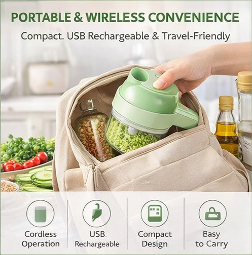 QuickSlice Pro™ 4-in-1 Wireless Electric Vegetable & Garlic Chopper