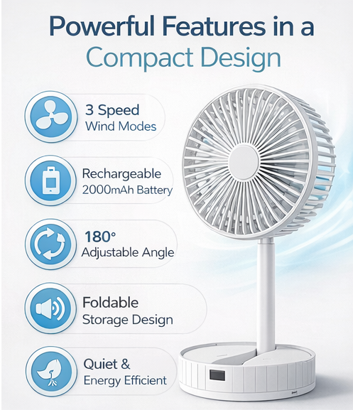 AirBreeze Pro Rechargeable High-Speed Table Fan