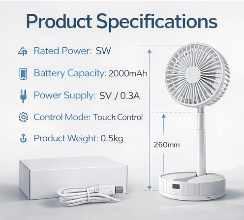 AirBreeze Pro Rechargeable High-Speed Table Fan