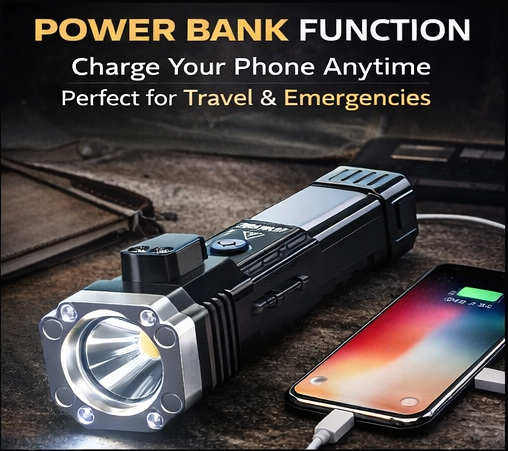 8 in 1 Portable Rechargeable Torch LED Flashlight